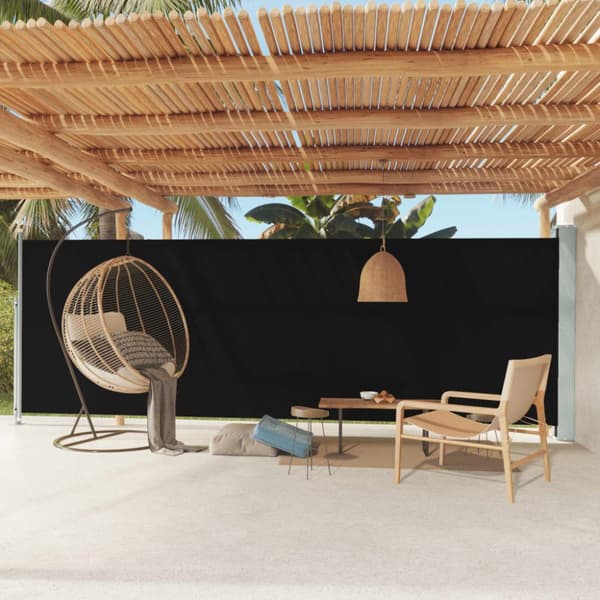 Infällbar sidomarkis 180x600 cm svart