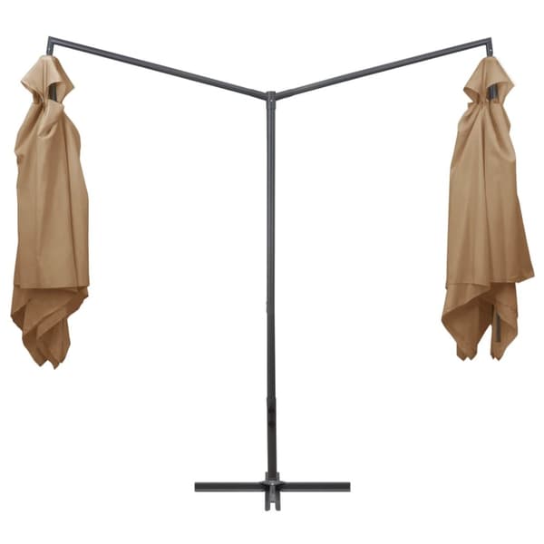 Dubbelt parasoll med stålstång 250x250 cm taupe