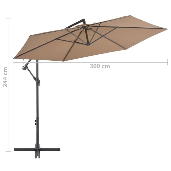 Frihängande trädgårdsparasoll med aluminiumstång 300 cm taupe