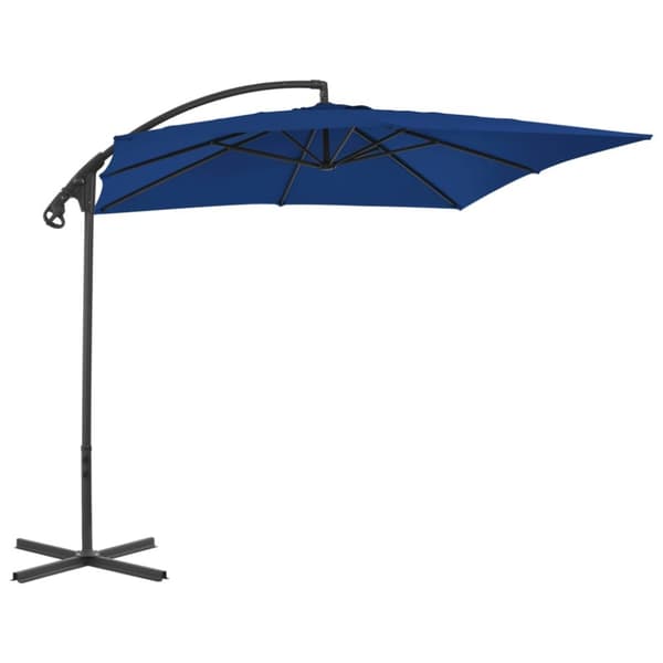 Frihängande trädgårdsparasoll med stålstång 250x250 cm azur