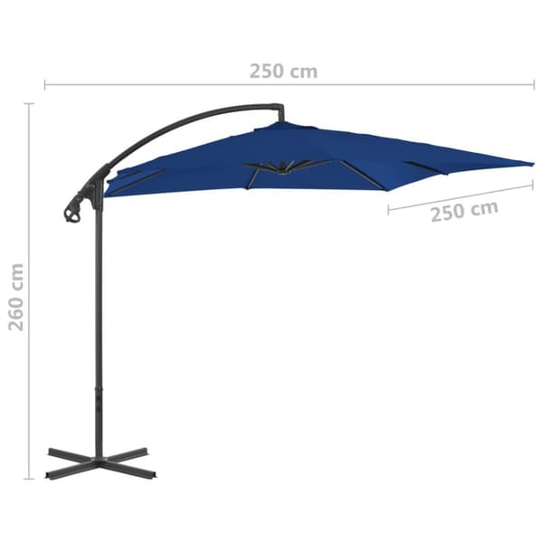 Frihängande trädgårdsparasoll med stålstång 250x250 cm azur