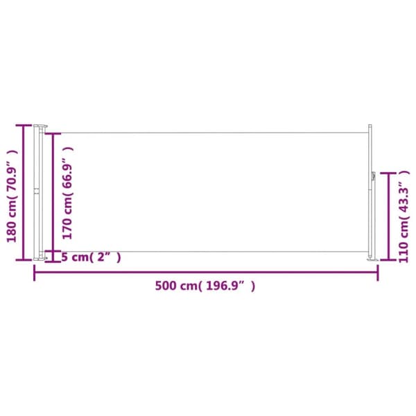 Infällbar sidomarkis 180x500 cm brun