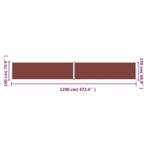 Infällbar sidomarkis brun 180x1200 cm