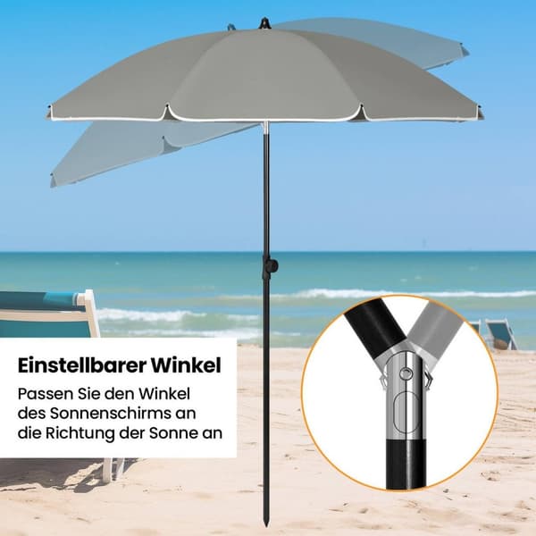 Rootz Patio Paraply - Trädgårdsparasoll - Utomhusparasoll - Solskydd - 180g/m2 Polyester - 155-203cm Diameter - Mörkgrå - Beige