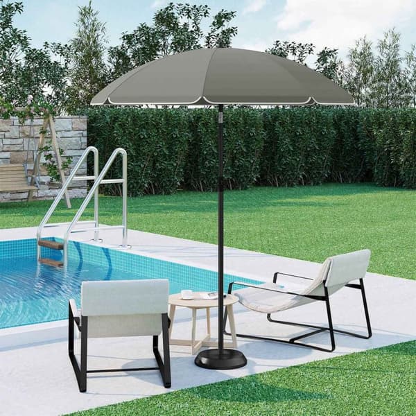 Rootz Patio Paraply - Trädgårdsparasoll - Utomhusparasoll - Solskydd - 180g/m2 Polyester - 155-203cm Diameter - Mörkgrå - Beige