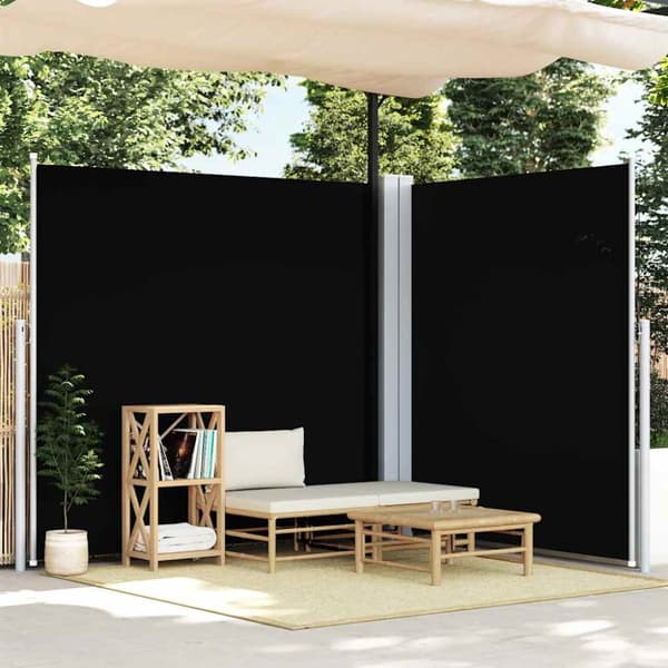 Infällbar sidomarkis 200x600 cm svart