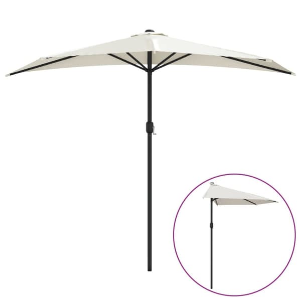 Balkongparasoll med aluminiumstolpe sand 270x144 cm halvrunt