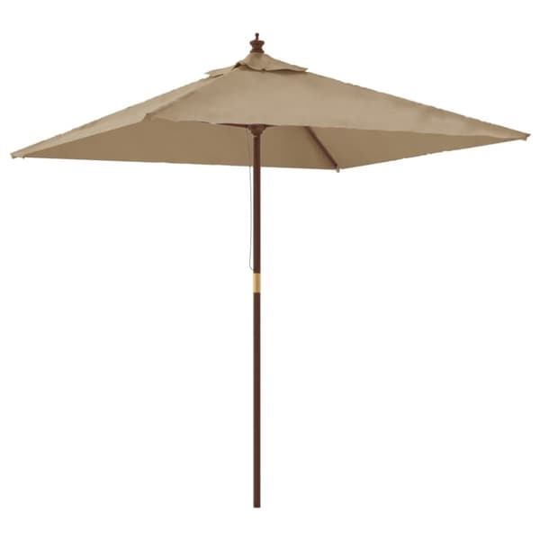 Parasoll med trästång 198x198x231 cm mullvadsbrun