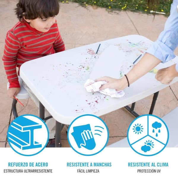 Børnebord Lifetime Flødefarvet Foldbar Picnic 82,5 x 53,5 x 90 cm Stål Plastik