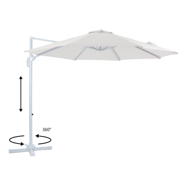 AXI Marisol Parasoll Vit/Beige - Parasoll stort 300x300 cm - Hängparasoll, Aluminiumram, 360° Rotation, Parasoll balkong 3x3 - UV-resistent