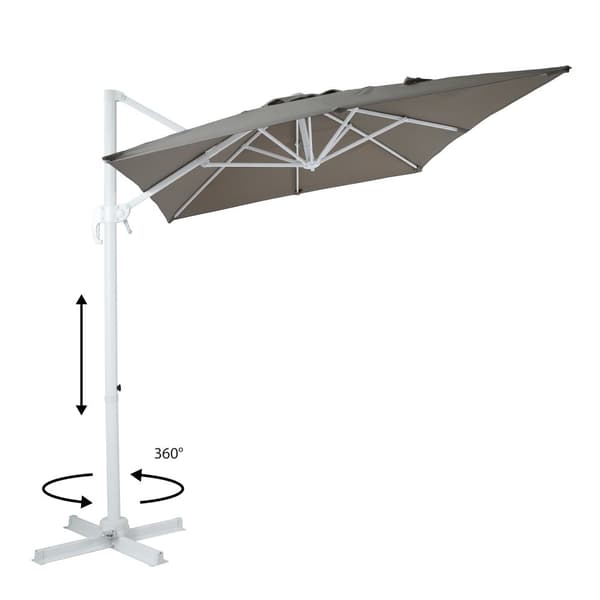 AXI Coco Parasoll  Vit, Duvgrå -  Parasoll stort  200x300 cm  - Hängparasoll, Aluminiumram, 360° Rotation, Parasoll balkong 3x3 - UV-resistent