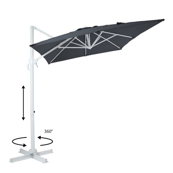 AXI Coco Parasoll  Vit, Grå -  Parasoll stort  200x300 cm  - Hängparasoll, Aluminiumram, 360° Rotation, Parasoll balkong 3x3 - UV-resistent