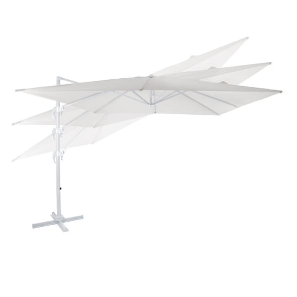 AXI Nima Parasol White/Beige - Parasol large 300x300 cm - Ripustettava aurinkovarjo, Alumiinirunko, 360° Kierto, Parvekkeen aurinkovarjo 3x3 -