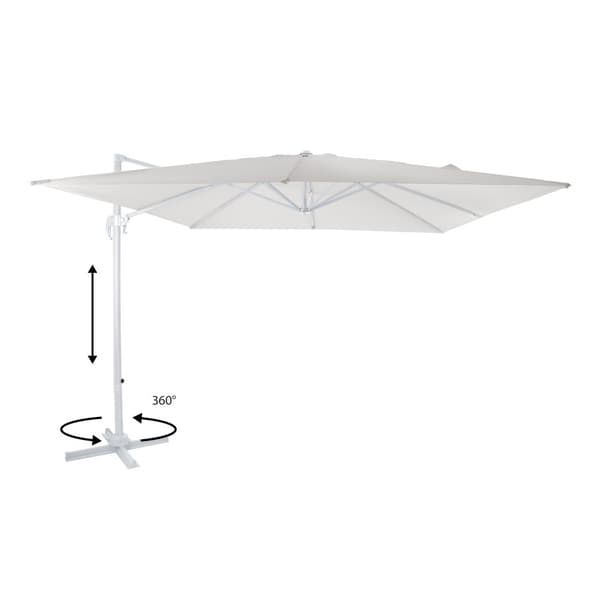 AXI Nima Parasol White/Beige - Parasol large 300x300 cm - Ripustettava aurinkovarjo, Alumiinirunko, 360° Kierto, Parvekkeen aurinkovarjo 3x3 -