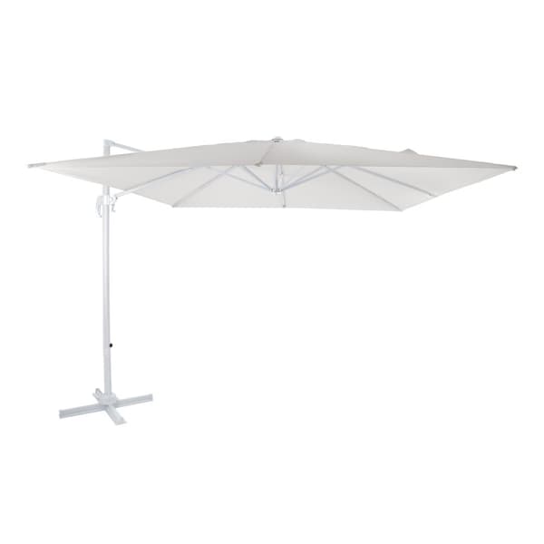 AXI Nima Parasol White/Beige - Parasol large 300x300 cm - Ripustettava aurinkovarjo, Alumiinirunko, 360° Kierto, Parvekkeen aurinkovarjo 3x3 -