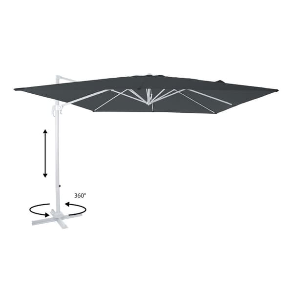 AXI Nima Parasol White/Grey - Parasol large 300x300 cm - Ripustettava aurinkovarjo, Alumiinirunko, 360° Kierto, Parvekkeen aurinkovarjo 3x3 -