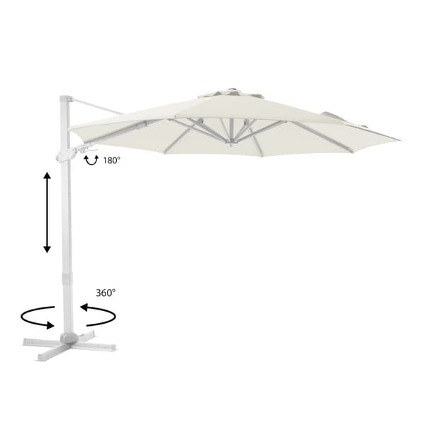 AXI Cyrus Premium aurinkovarjo pyöreä Ø 300 cm, valkoinen / beige | Pyöreä aurinkovarjo puutarhaan alumiinirungolla | Sisältää ristijalan ja