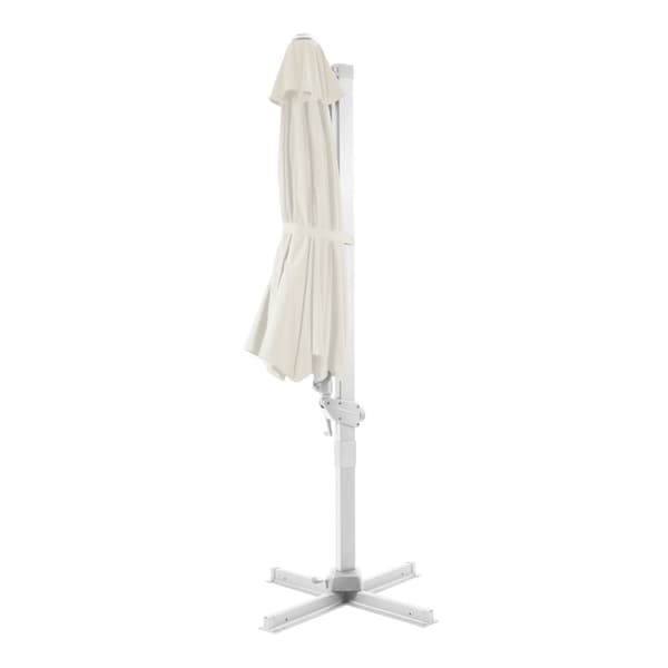 AXI Cyrus Premium aurinkovarjo pyöreä Ø 300 cm, valkoinen / beige | Pyöreä aurinkovarjo puutarhaan alumiinirungolla | Sisältää ristijalan ja