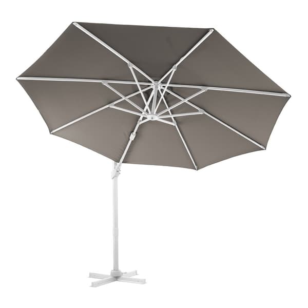 AXI Cyrus Premium aurinkovarjo pyöreä Ø 300 cm, väri valkoinen / taupe | Pyöreä aurinkovarjo puutarhaan alumiinirungolla | Sisältää ristijalan ja
