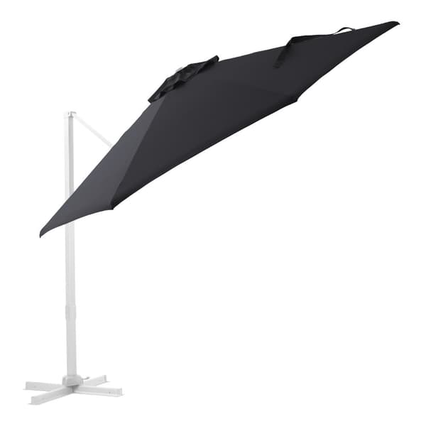 AXI Cyrus Premium Parasoll Rund Ø 300 cm i Vit / Gråbrun | Runt parasoll för trädgården med aluminiumram | Inklusive kryssfot &amp; lås