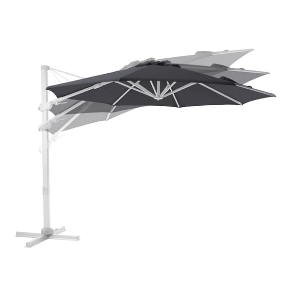 AXI Cyrus Premium Parasoll Rund Ø 300 cm i Vit / Gråbrun | Runt parasoll för trädgården med aluminiumram | Inklusive kryssfot &amp; lås