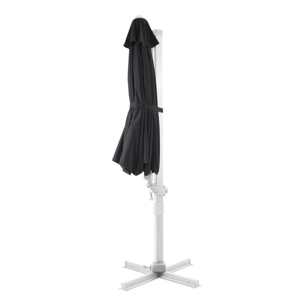 AXI Cyrus Premium Parasoll Rund Ø 300 cm i Vit / Gråbrun | Runt parasoll för trädgården med aluminiumram | Inklusive kryssfot &amp; lås