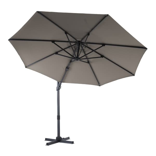 AXI Cyrus Premium Parasoll Rund Ø 300 cm Antraciet / Taupefärg | Runt parasoll för trädgården med aluminiumram | Inklusive kryssfot &amp; lås