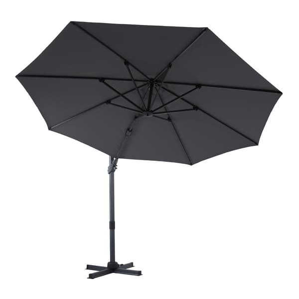 AXI Cyrus Premium Parasoll Rund Ø 300 cm i Antracit/grå | Runt parasoll for trädgården med aluminiumram | Inklusive kryssfot &amp; lås
