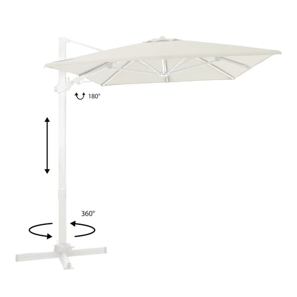 AXI Milad Premium Parasoll rektangulär 200x300 cm i Vit/Beige | Parasoll för trädgården med aluminiumram | Inklusive korsfot & lock
