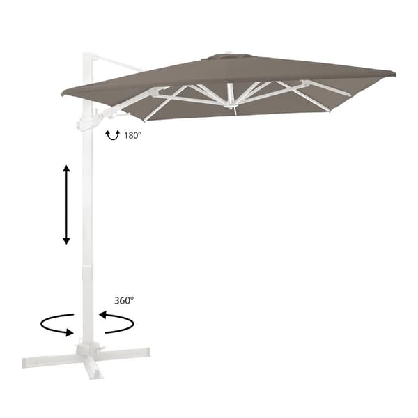 AXI Milad Premium Parasoll rektangulär 200x300 cm i Wit / Taupe färg | Parasoll för trädgården med aluminiumram | Inklusive korsfot &amp; lås