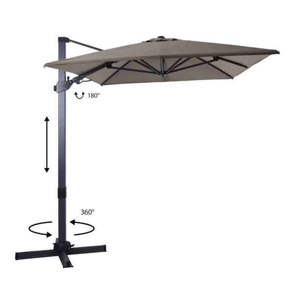 AXI Milad Premium Parasoll rektangulär 200x300 cm i Antraciet / Taupe färg| Parasoll för trädgården med aluminiumram | Inklusive korsfot &amp; lås