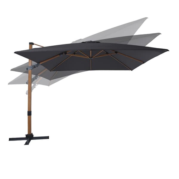 AXI Apollo Premium Parasoll rektangulært 300x300 cm i Trälook / Grå | Parasoll for trädgården med aluminiumram | Inklusive kryssfot &amp; lås