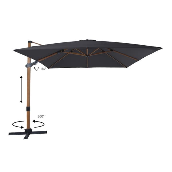 AXI Apollo Premium Parasoll rektangulært 300x300 cm i Trälook / Grå | Parasoll for trädgården med aluminiumram | Inklusive kryssfot &amp; lås