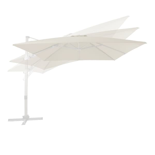 AXI Apollo Premium aurinkovarjo suorakulmainen 300x300 cm, valkoinen / Taupe | Aurinkovarjo puutarhaan alumiinirungolla | Mukana ristijalka ja suojus.