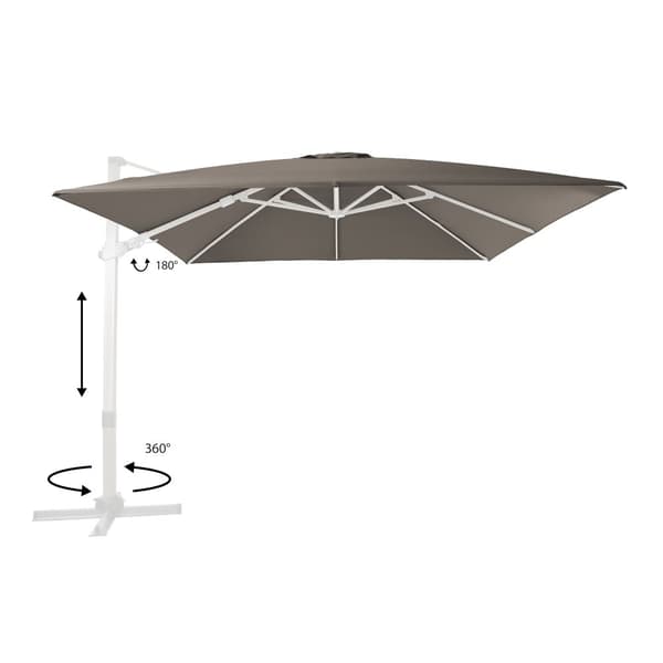 AXI Apollo Premium aurinkovarjo suorakulmainen 300x300 cm, valkoinen / beige | Puutarhan aurinkovarjo alumiinirungolla | Mukana ristijalka ja suojus.