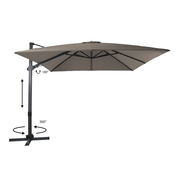 AXI Apollo Premium aurinkovarjo suorakulmainen 300x300 cm, väri Anthracite / Taupe | Puutarhan aurinkovarjo alumiinirungolla | Mukana ristijalka ja