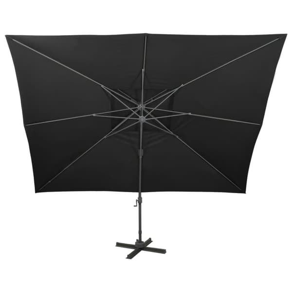 Frihängande trädgårdsparasoll med ventilation svart 400x300 cm