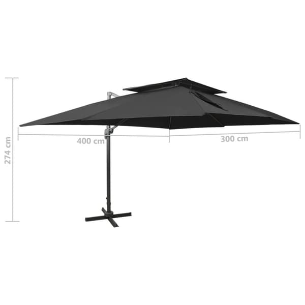 Frihängande trädgårdsparasoll med ventilation svart 400x300 cm