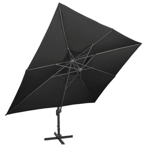 Frihängande trädgårdsparasoll med ventilation svart 400x300 cm