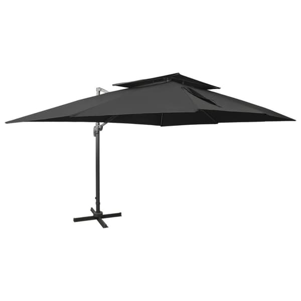 Frihängande trädgårdsparasoll med ventilation svart 400x300 cm