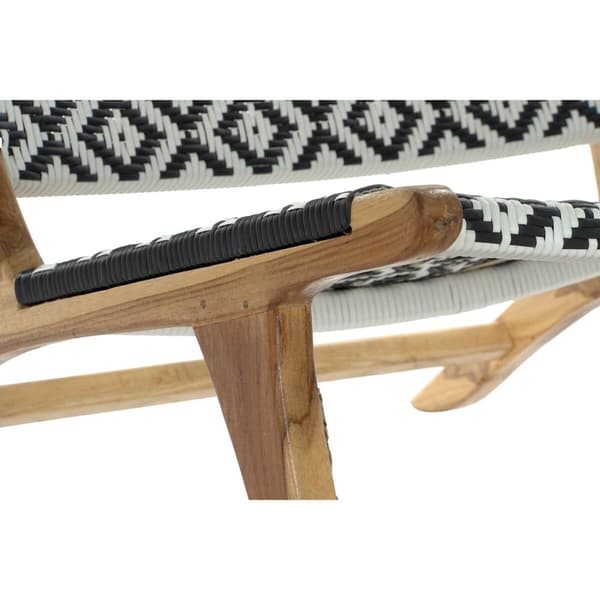 Kerti szék DKD Home Decor Vit Svart Naturell PVC Teak 65 x 80 x 68 cm