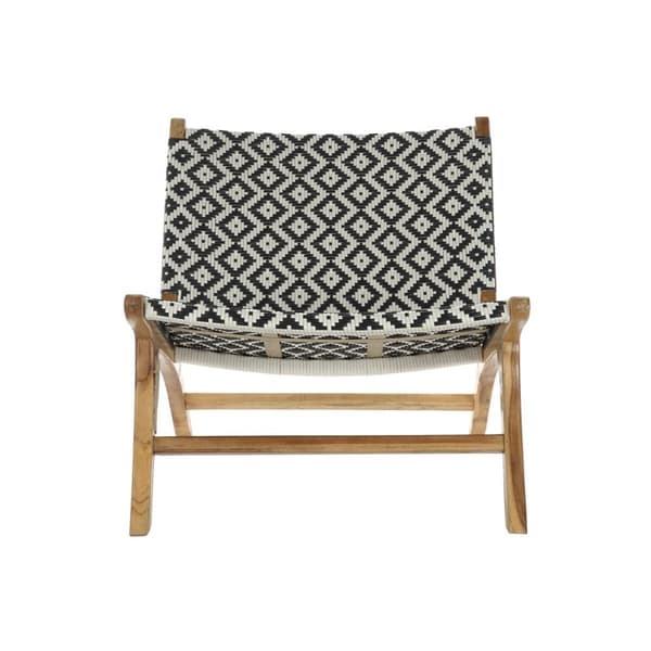 Kerti szék DKD Home Decor Vit Svart Naturell PVC Teak 65 x 80 x 68 cm