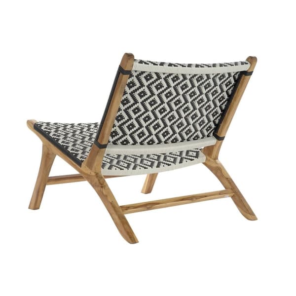 Kerti szék DKD Home Decor Vit Svart Naturell PVC Teak 65 x 80 x 68 cm