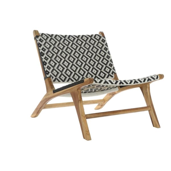 Kerti szék DKD Home Decor Vit Svart Naturell PVC Teak 65 x 80 x 68 cm