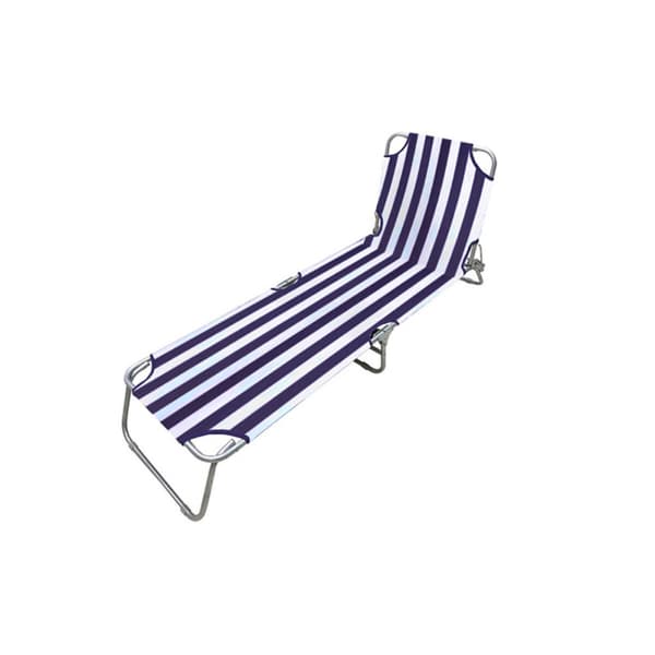 Marbueno Hopfällbar Solstol Stål Blå och Vit Randig Strand och Pool 187X55X24 cm 10020