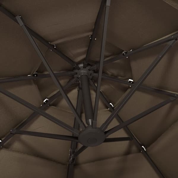 Trädgårdsparasoll 4-nivåer aluminiumstång taupe 3x3 m