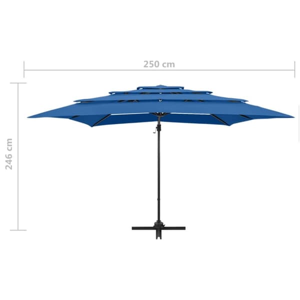 Trädgårdsparasoll 4-nivåer aluminiumstång azurblå 250x250 cm