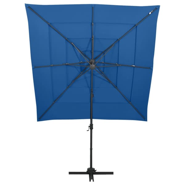 Trädgårdsparasoll 4-nivåer aluminiumstång azurblå 250x250 cm