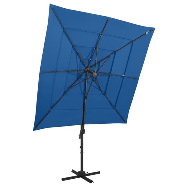 Trädgårdsparasoll 4-nivåer aluminiumstång azurblå 250x250 cm