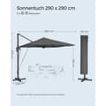 Pikkukuva 6 / 7: Rootzin ulokesateenvarjo - Harmaa aurinkovarjo - Ulkokatos - 360°:n kierto - 4 kulman säätö - UPF 50+ - Vettä hylkivä - 200g/m² Polyesteri - 3m x 3m